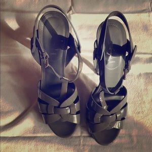 YSL Grey tribute sandals. Very minimal wear.